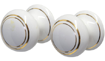 CERAMIC KNOB GOLD LINE CUPBOARD KNOBS - Head Dia 30mm x Base-30mm x H 38mm, 28mm Screws - 160gms pair